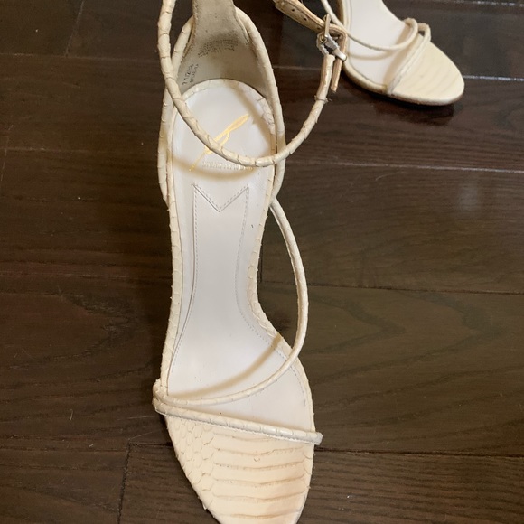 Brian Atwood "Labrea" Snakeskin Sandals in White - Picture 2 of 5